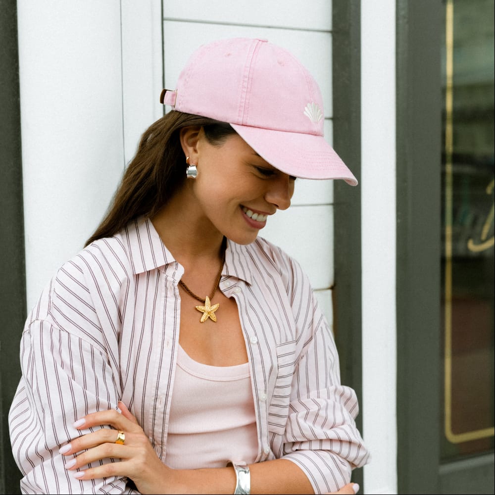 Accessories Other Default Shell Embroidered Cap - Pink Orelia Jewellery