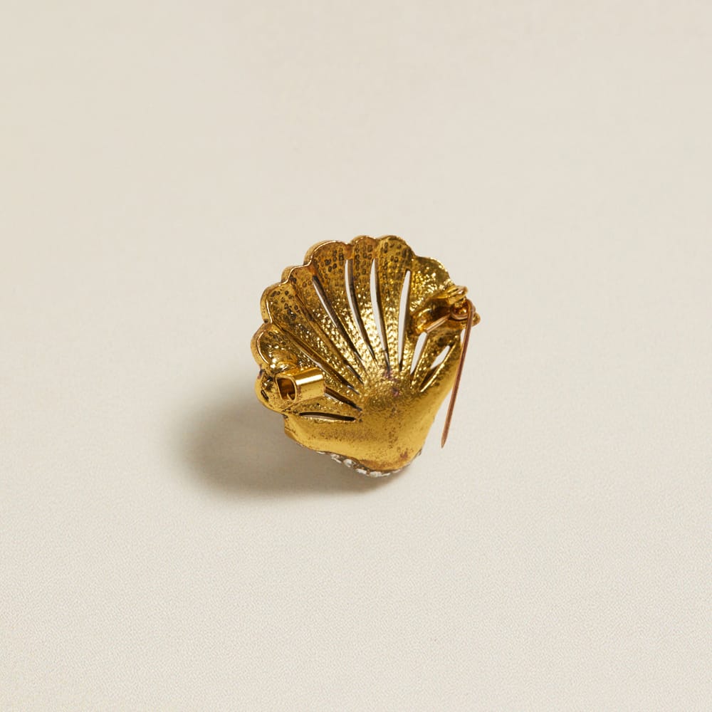 Accessories Other Default Vintage Crystal & Pearl Clam Shell Brooch Orelia Jewellery