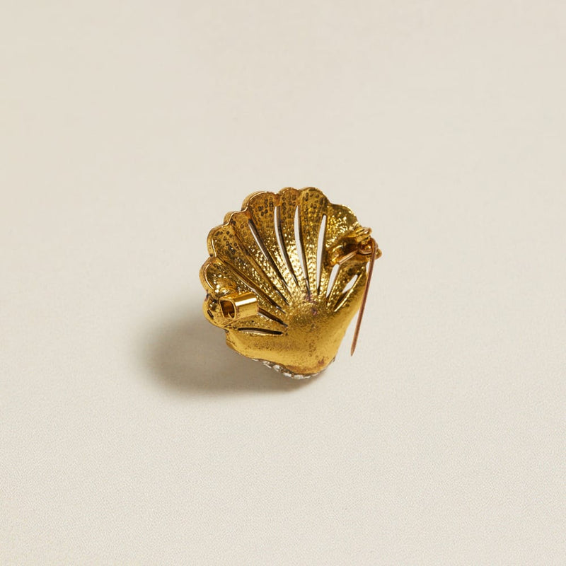 Accessories Other Default Vintage Crystal & Pearl Clam Shell Brooch Orelia Jewellery