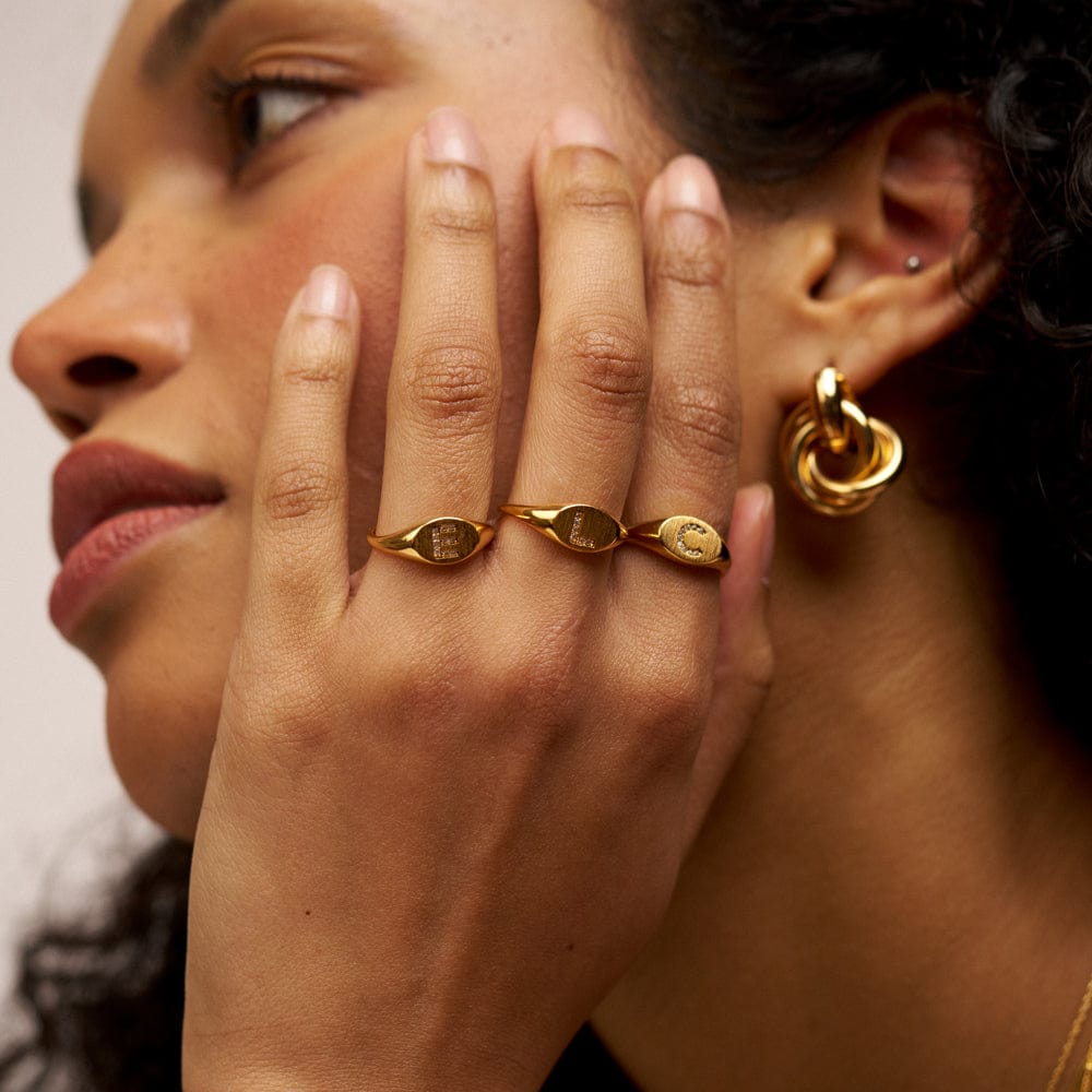 Adjustable Ring Default S Pavé Initial Adjustable Signet Ring Orelia Jewellery