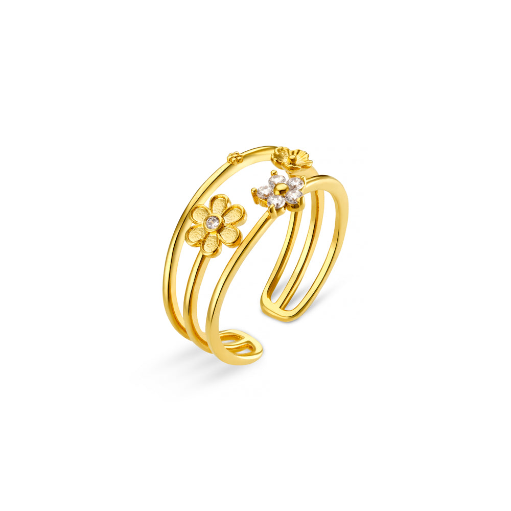 Adjustable Ring ONE Floral Open Caged Adjustable Ring Orelia Jewellery