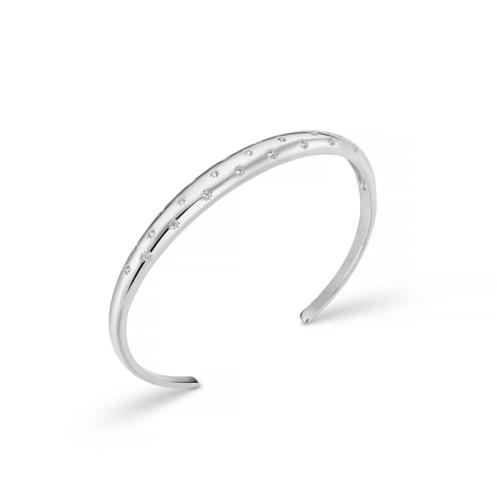 Bangle Crystal Starburst Domed Bangle - Silver Orelia Jewellery