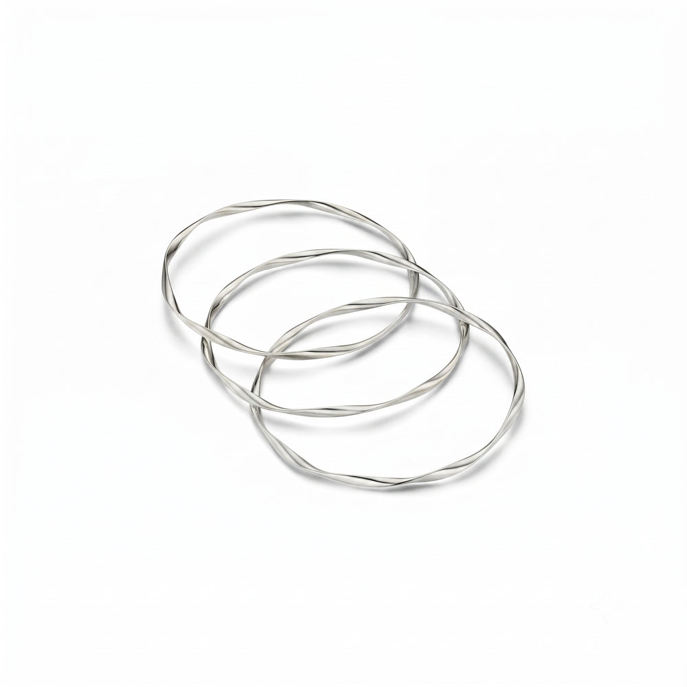 Bangle Default Ribbon Interlocking Bangles - Silver Orelia Jewellery