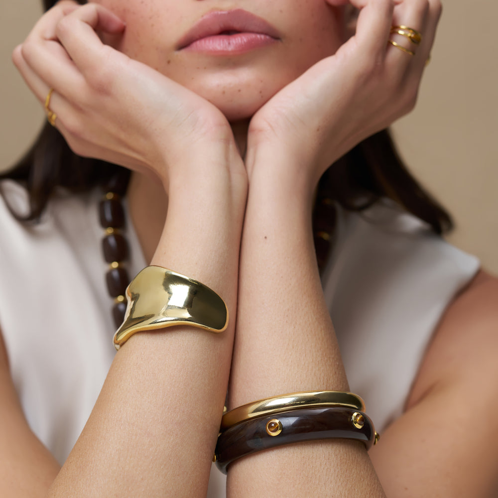 Bangle Default Semi-Precious Tiger's Eye Bangle Wrist Stacking Set Orelia Jewellery