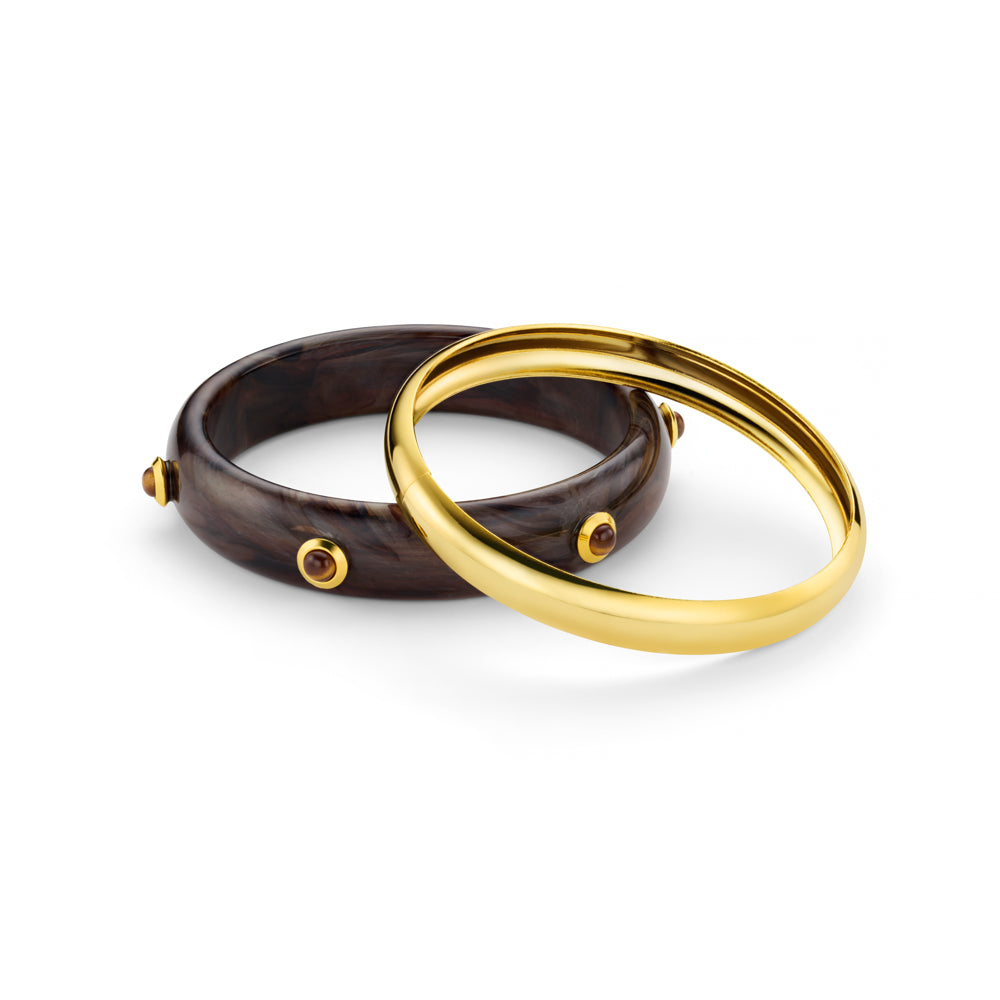 Bangle Default Semi-Precious Tiger's Eye Bangle Wrist Stacking Set Orelia Jewellery