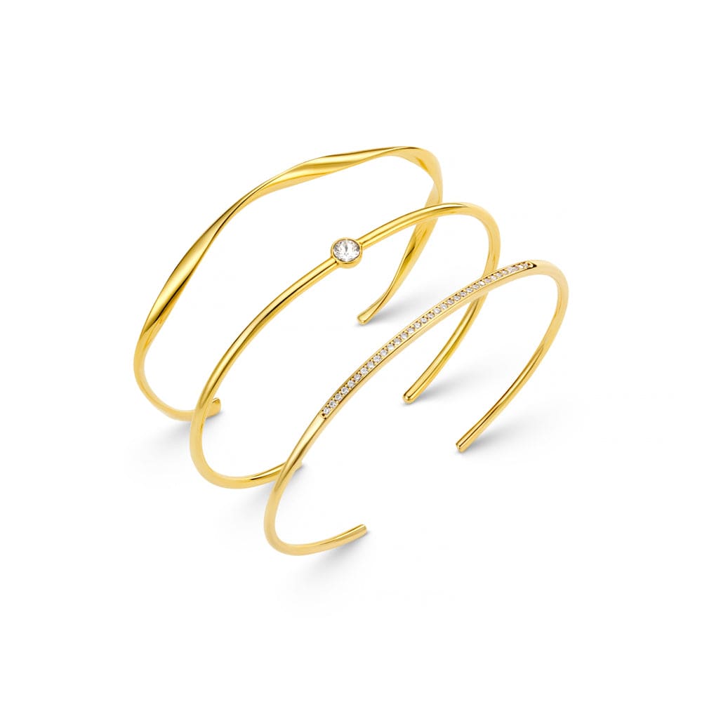 Bangle ONE Fine Crystal & Wave Wrist Stacking Set Orelia Jewellery