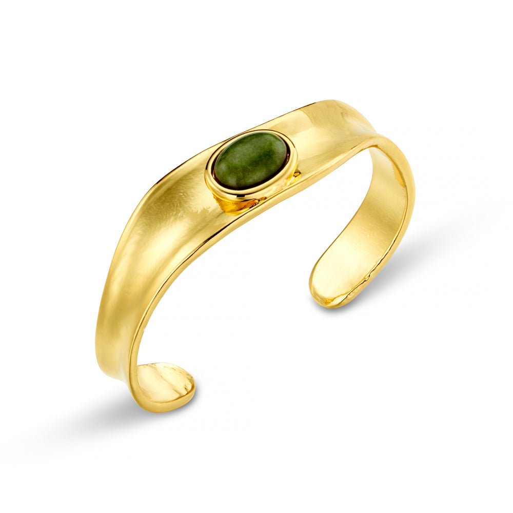 Bangle Organic Semi-Precious Green Jade Cuff Orelia Jewellery