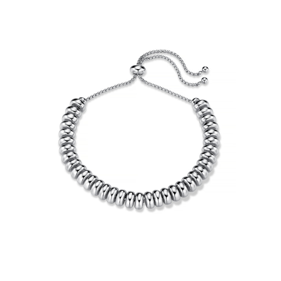 Beaded Bracelet Default Metal Nugget Adjustable Slider Bracelet - Silver Orelia Jewellery