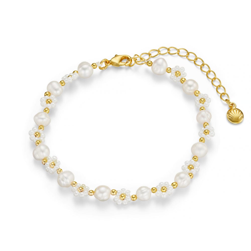 Beaded Bracelet ONE Floral Stationed Pearl Beaded Bracelet Orelia Jewellery