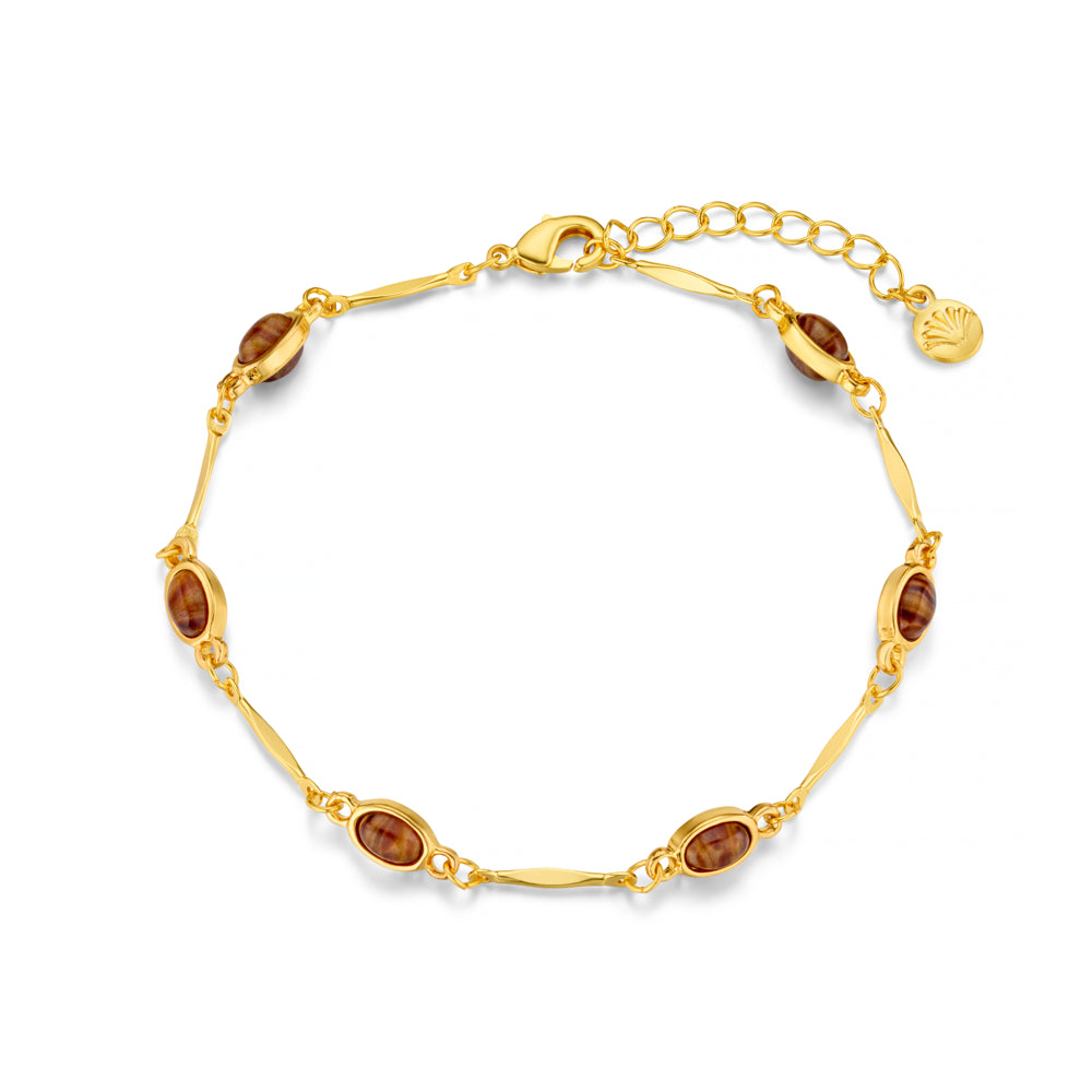 Beaded Bracelet Tiger's Eye & Bar Link Bracelet Orelia Jewellery