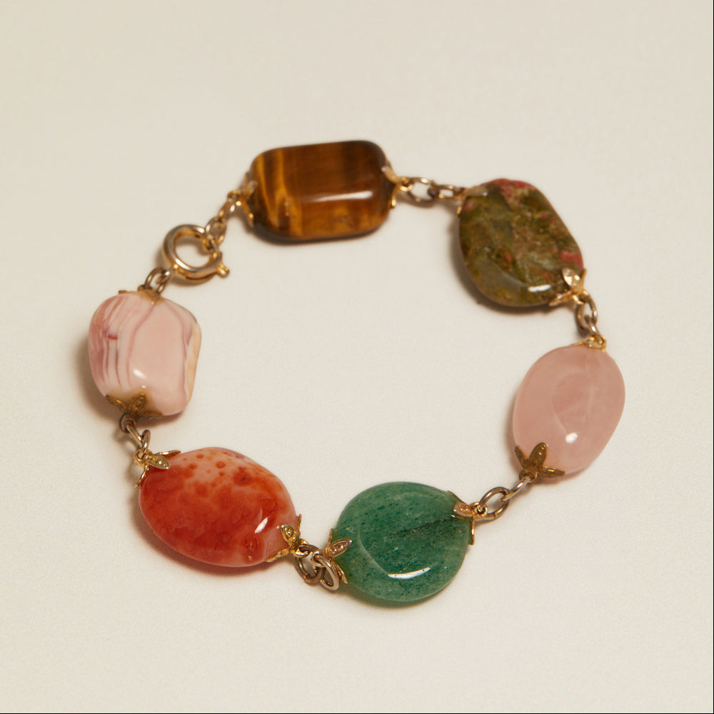 Beaded Bracelet Vintage Mixed Semi-Precious Beaded Bracelet Orelia Jewellery