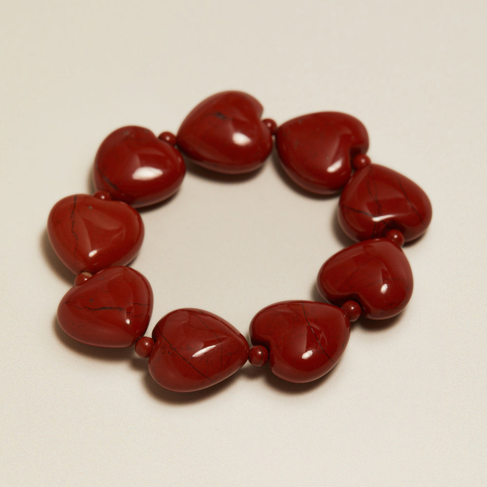 Beaded Bracelet Vintage Red Jasper Heart Beaded Bracelet Orelia Jewellery