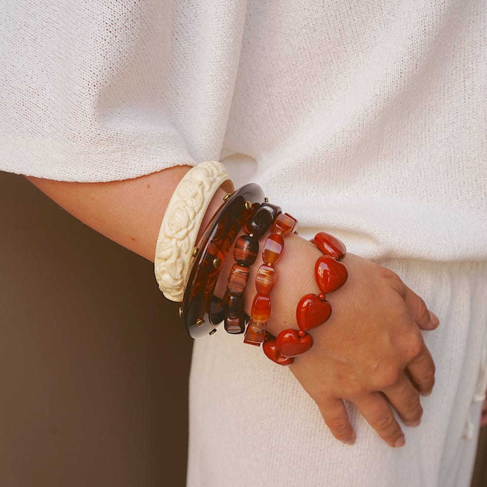 Beaded Bracelet Vintage Red Jasper Heart Beaded Bracelet Orelia Jewellery
