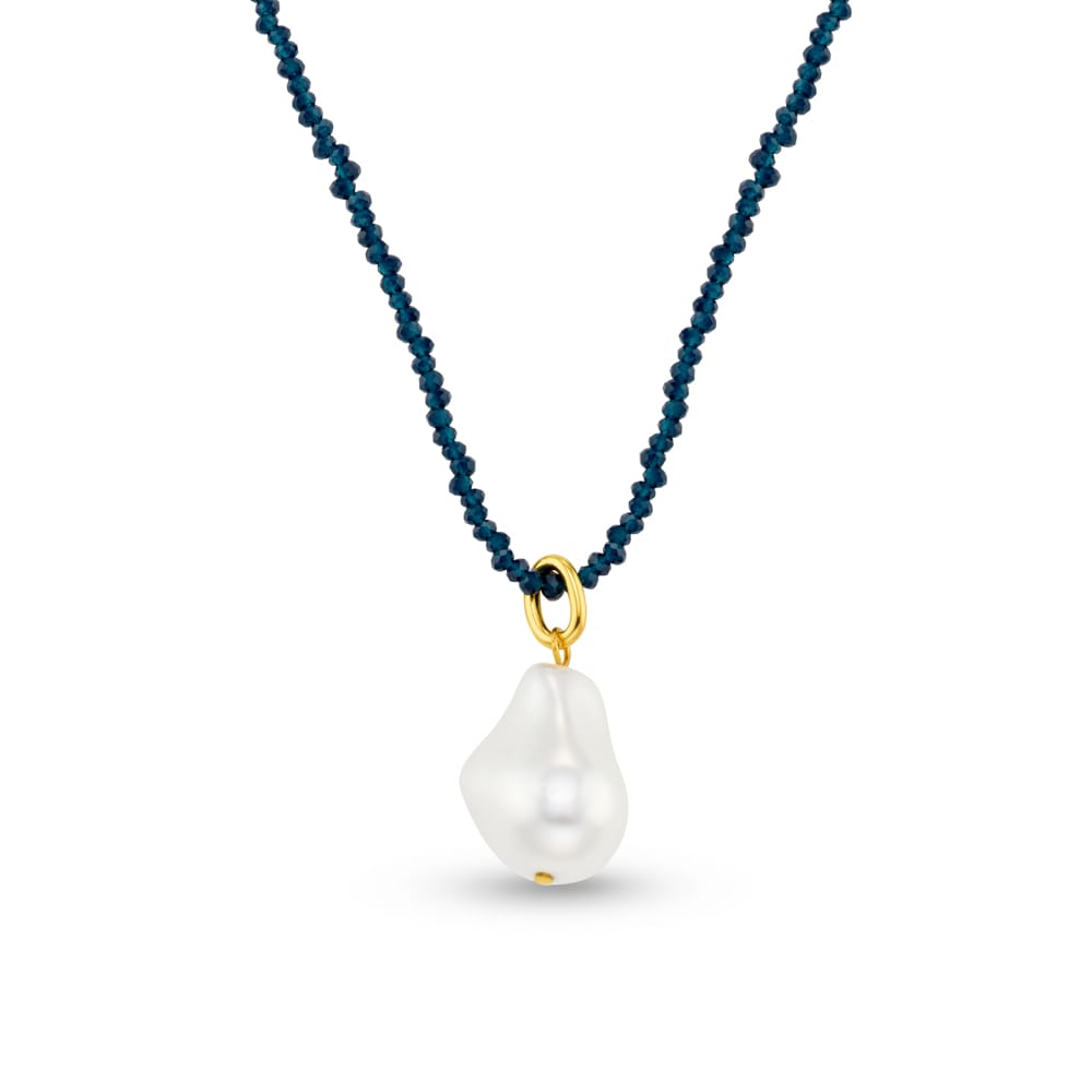 Beaded Necklace Blue Bead & Pearl Pendant Necklace Orelia Jewellery