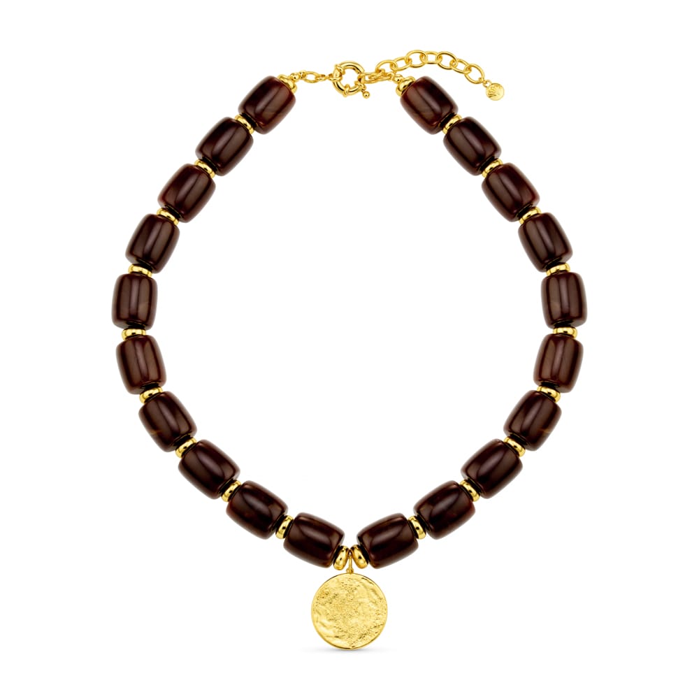 Beaded Necklace Chunky Beaded Coin Charm Necklace Orelia Jewellery