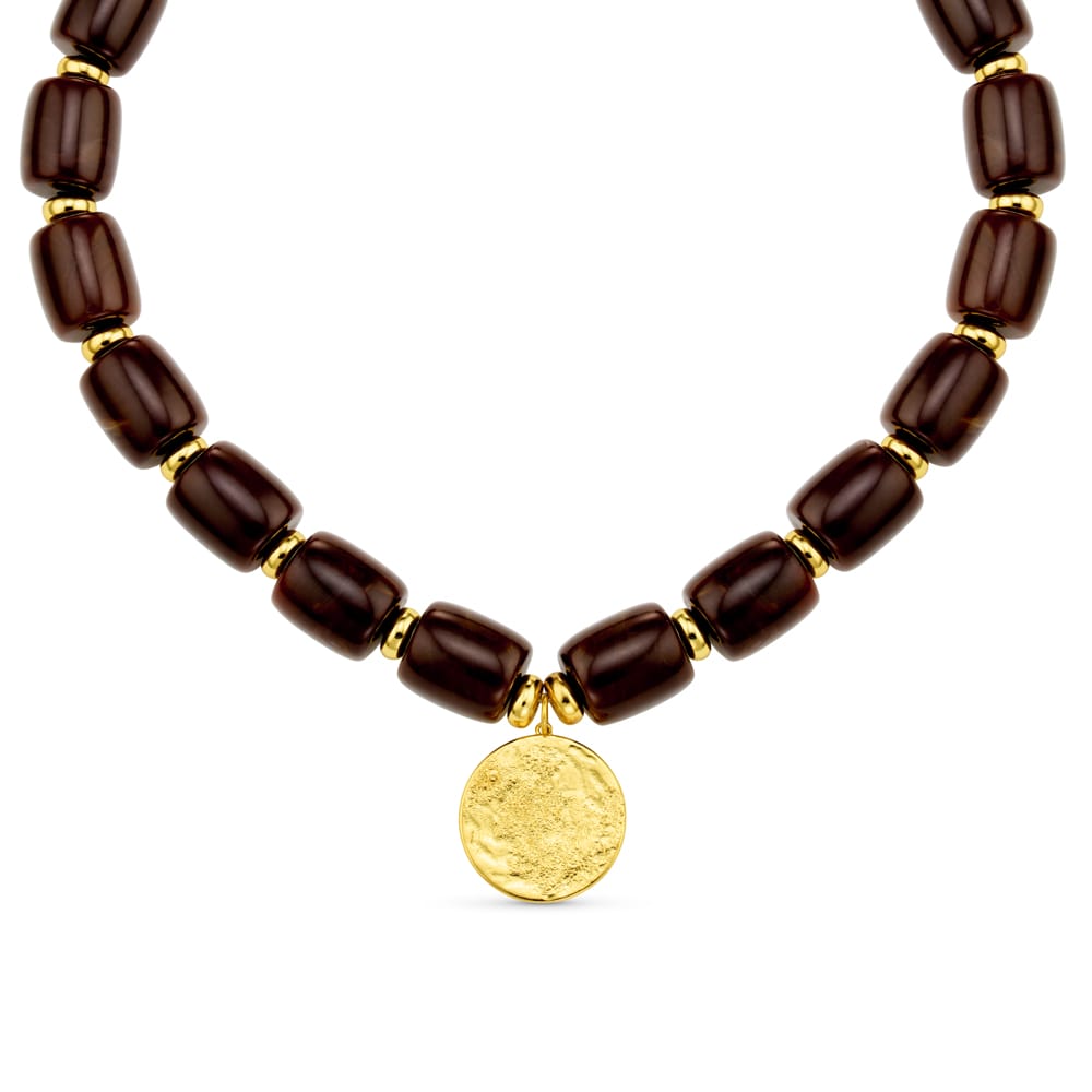 Beaded Necklace Chunky Beaded Coin Charm Necklace Orelia Jewellery