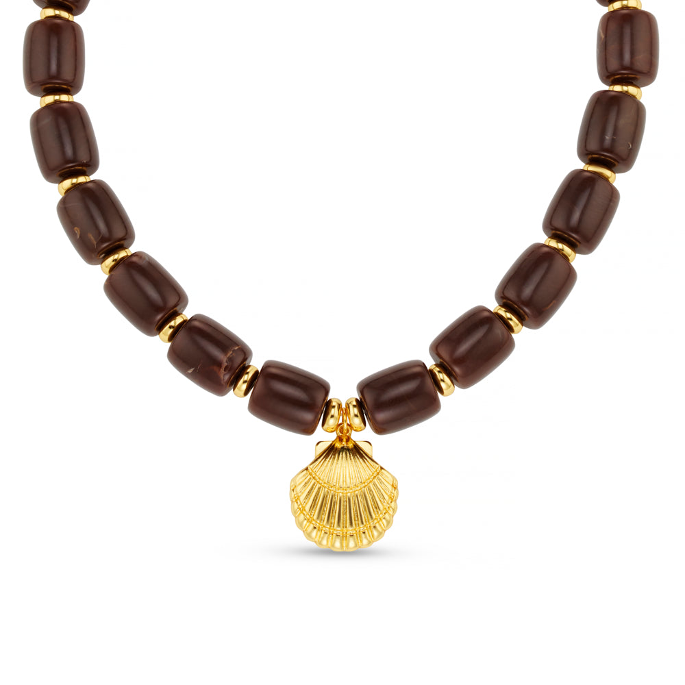 Beaded Necklace Default Chunky Beaded Shell Charm Necklace Orelia Jewellery