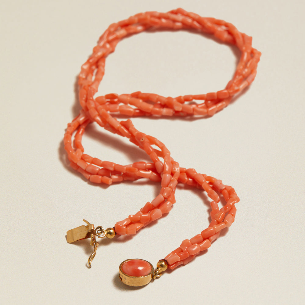 Beaded Necklace Default Vintage Coral Chip Collar Necklace Orelia Jewellery
