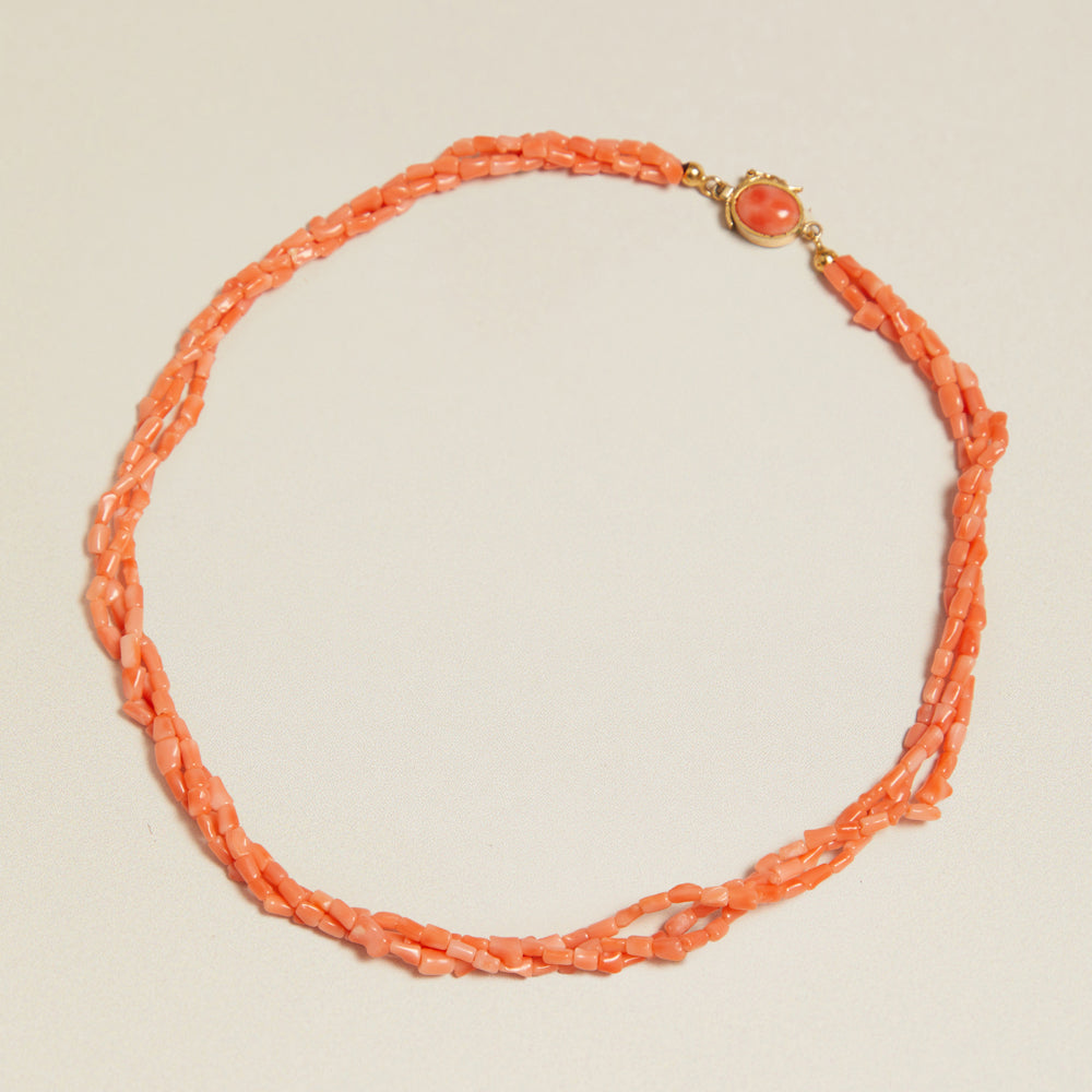 Beaded Necklace Default Vintage Coral Chip Collar Necklace Orelia Jewellery