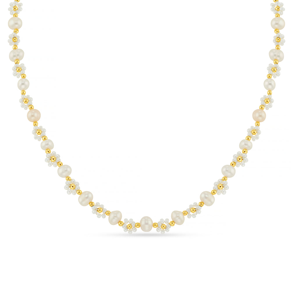Beaded Necklace ONE Floral Stationed Pearl Beaded Necklace Orelia Jewellery