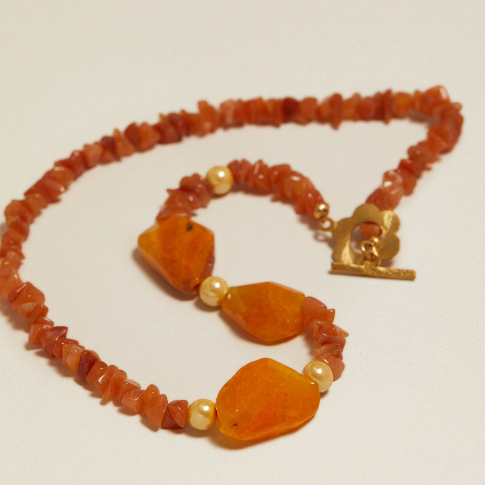 Beaded Necklace Vintage Carnelian Beaded Necklace Orelia Jewellery
