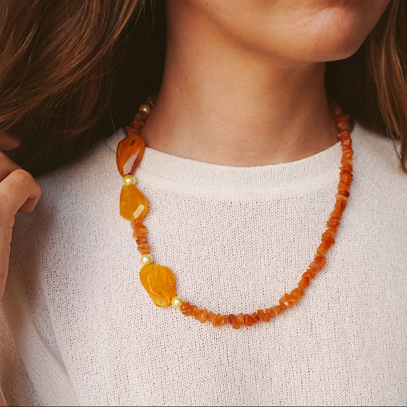Beaded Necklace Vintage Carnelian Beaded Necklace Orelia Jewellery