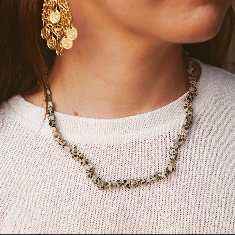 Beaded Necklace Vintage Dalmatian Jasper Beaded Necklace Orelia Jewellery