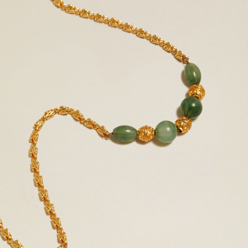 Beaded Necklace Vintage Green Bead Chain Necklace Orelia Jewellery