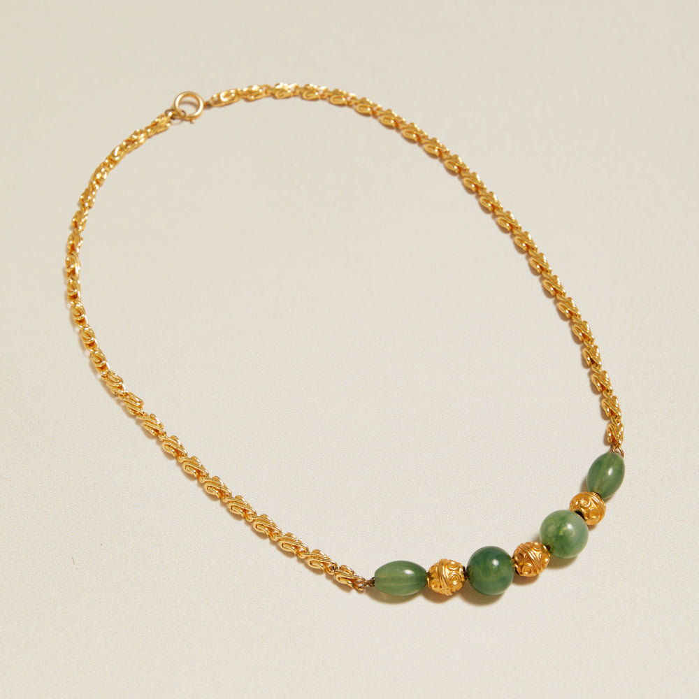 Beaded Necklace Vintage Green Bead Chain Necklace Orelia Jewellery