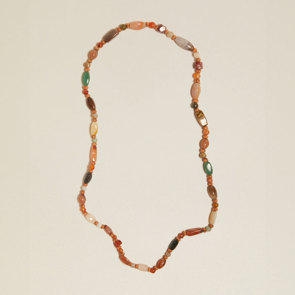 Beaded Necklace Vintage Semi-Precious Agate Bead Necklace Orelia Jewellery