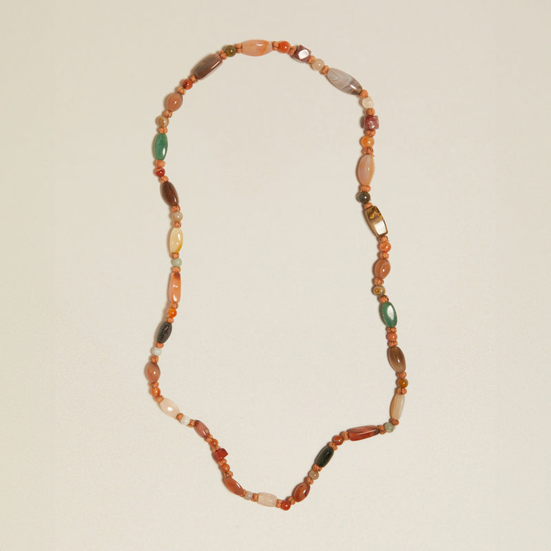 Beaded Necklace Vintage Semi-Precious Agate Bead Necklace Orelia Jewellery