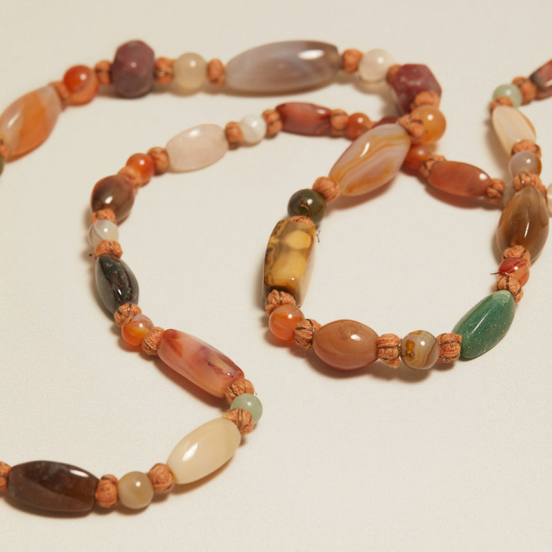 Beaded Necklace Vintage Semi-Precious Agate Bead Necklace Orelia Jewellery