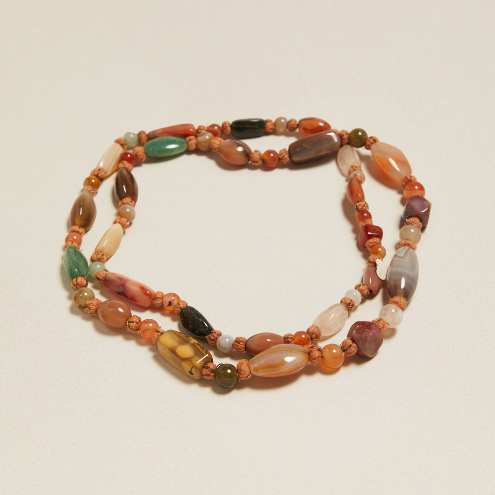 Beaded Necklace Vintage Semi-Precious Agate Bead Necklace Orelia Jewellery