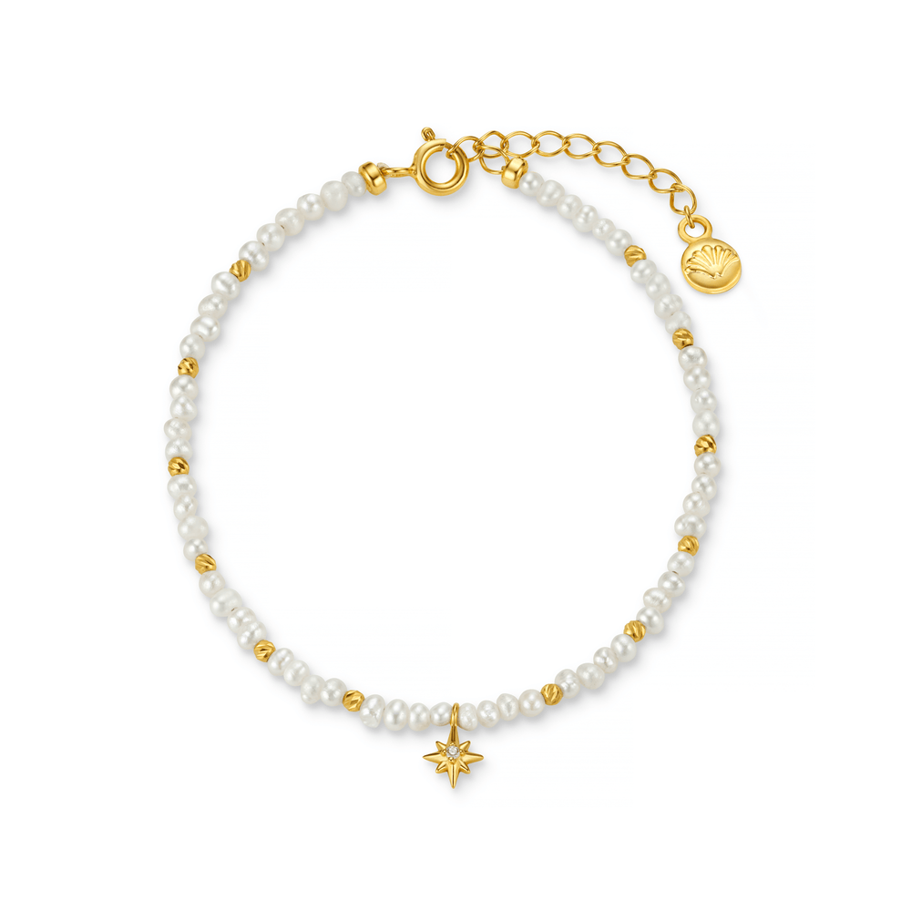 Bracelets LUXE Mini Pearl Bead & Star Charm Bracelet Orelia Jewellery