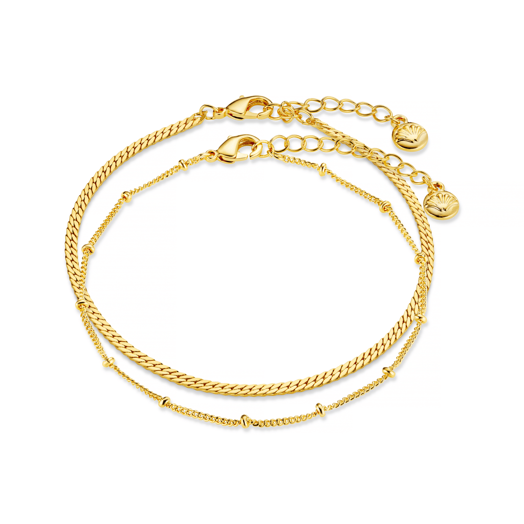 Satellite & Flat Curb Bracelet Duo