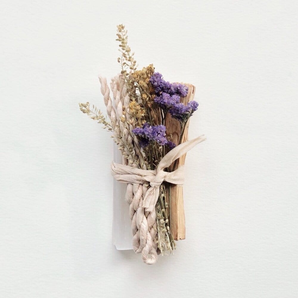 Palo Santo Selenite Incense & Dried Flower Bundle