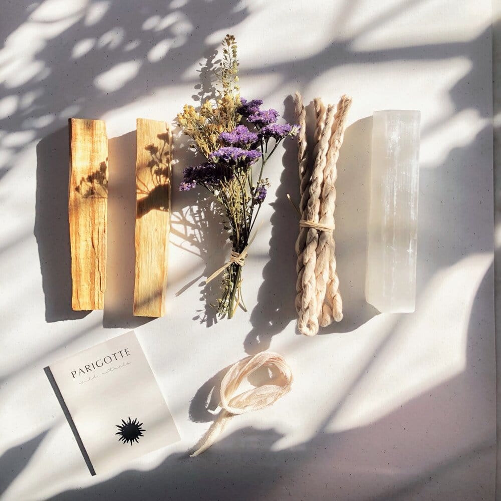 Candles Palo Santo, Selenite, Incense & Dried Flower Bundle Orelia Jewellery