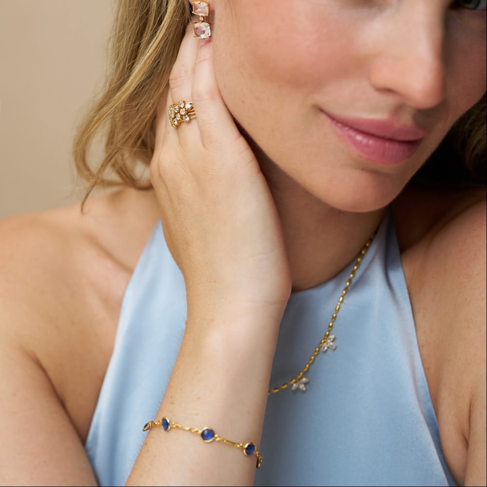 Chain Bracelet Blue Crystal & Bar Link Chain Bracelet Orelia Jewellery