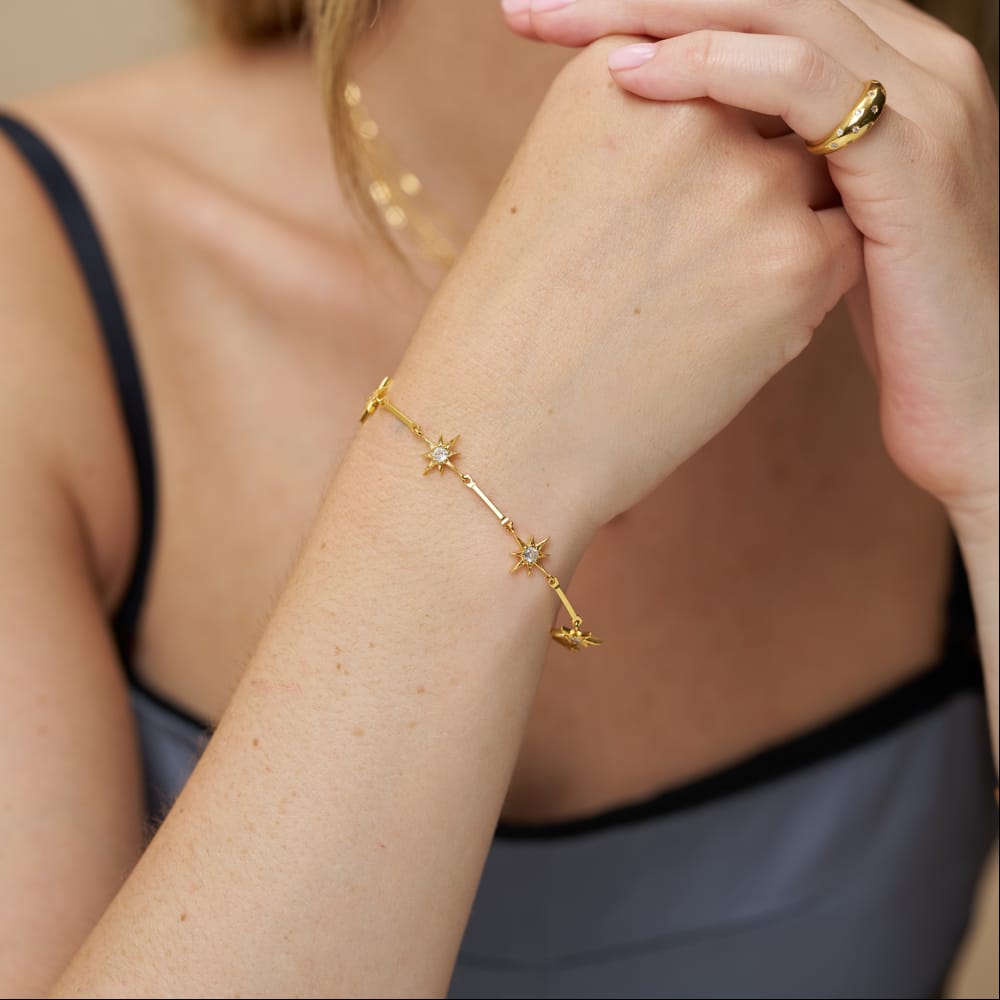 Chain Bracelet Crystal Starburst & Chain Slider Bracelet Orelia Jewellery