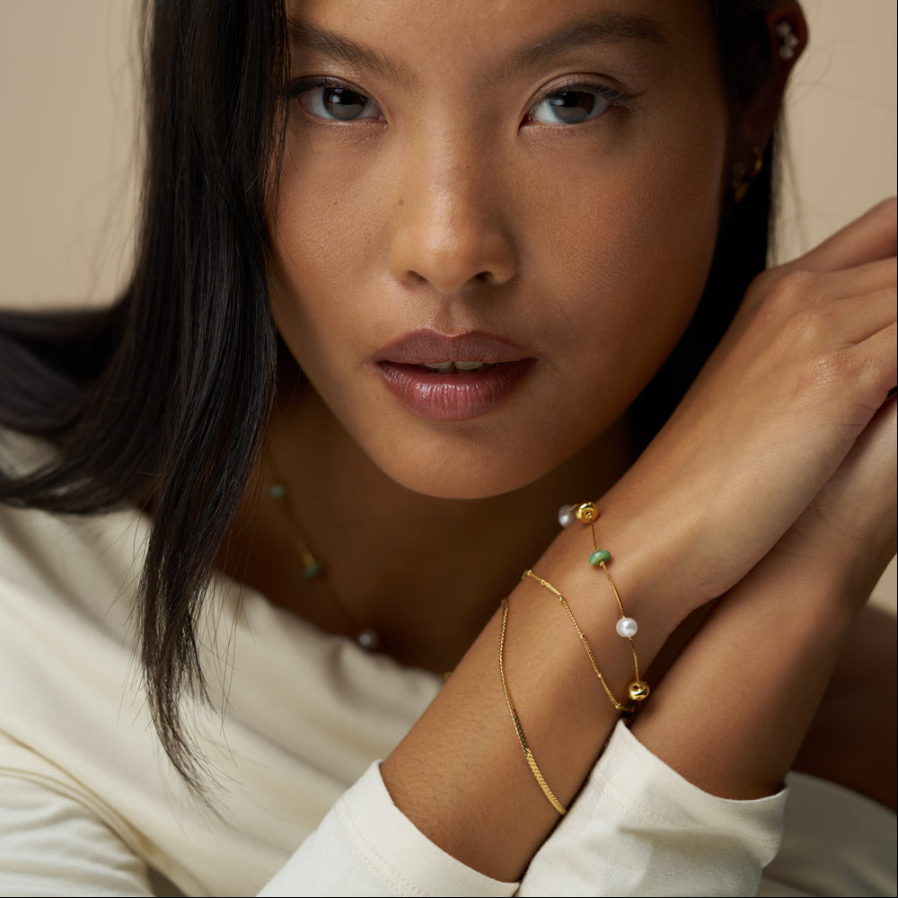 Chain Bracelet ONE Fine Mixed Bead & Pearl Bracelet Orelia Jewellery