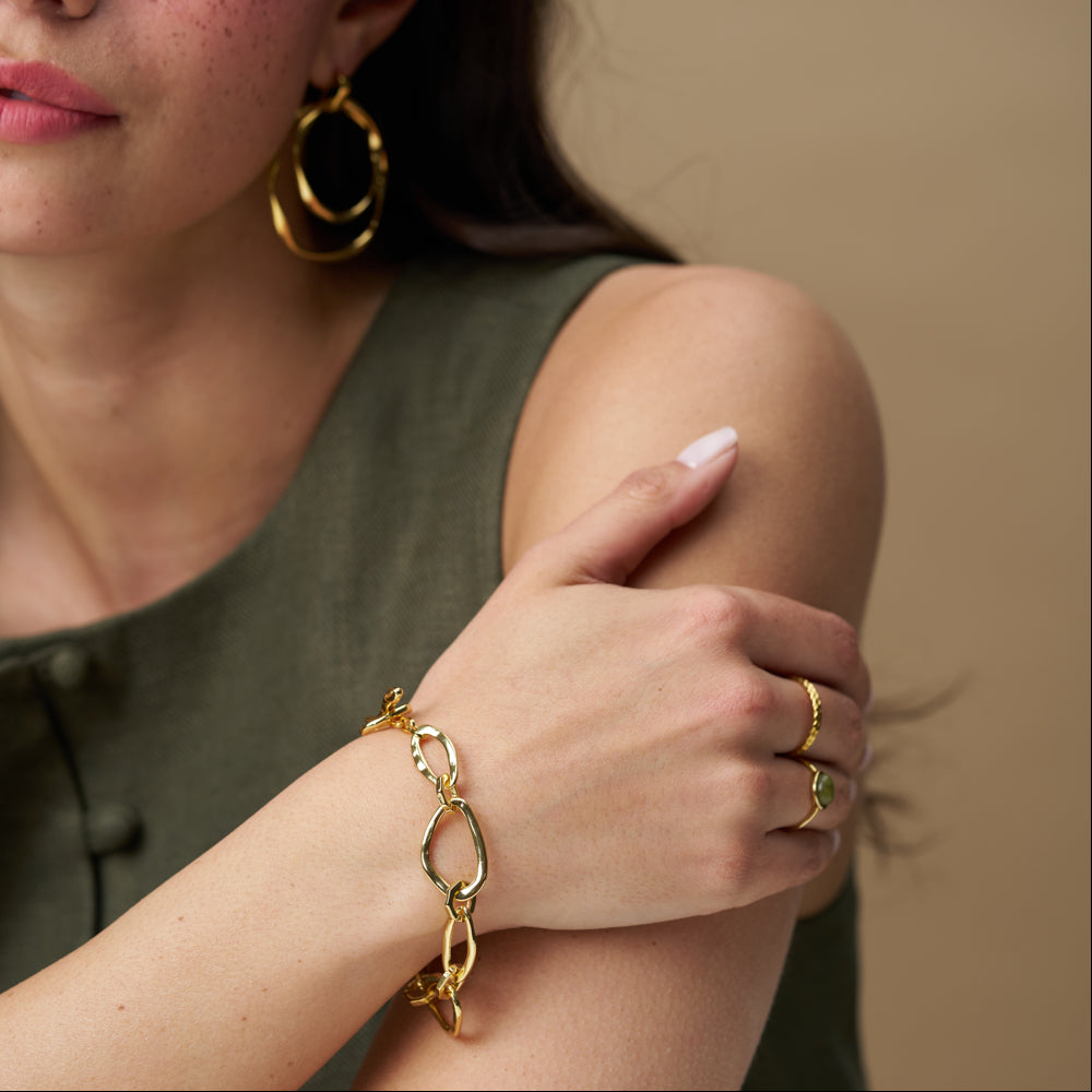 Chain Bracelet Organic Oval Link T-Bar Bracelet Orelia Jewellery