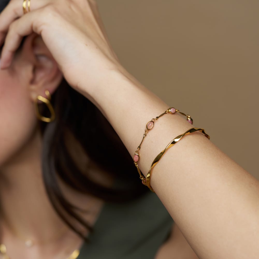 Chain Bracelet Pink Stone & Bar Link Bracelet Orelia Jewellery