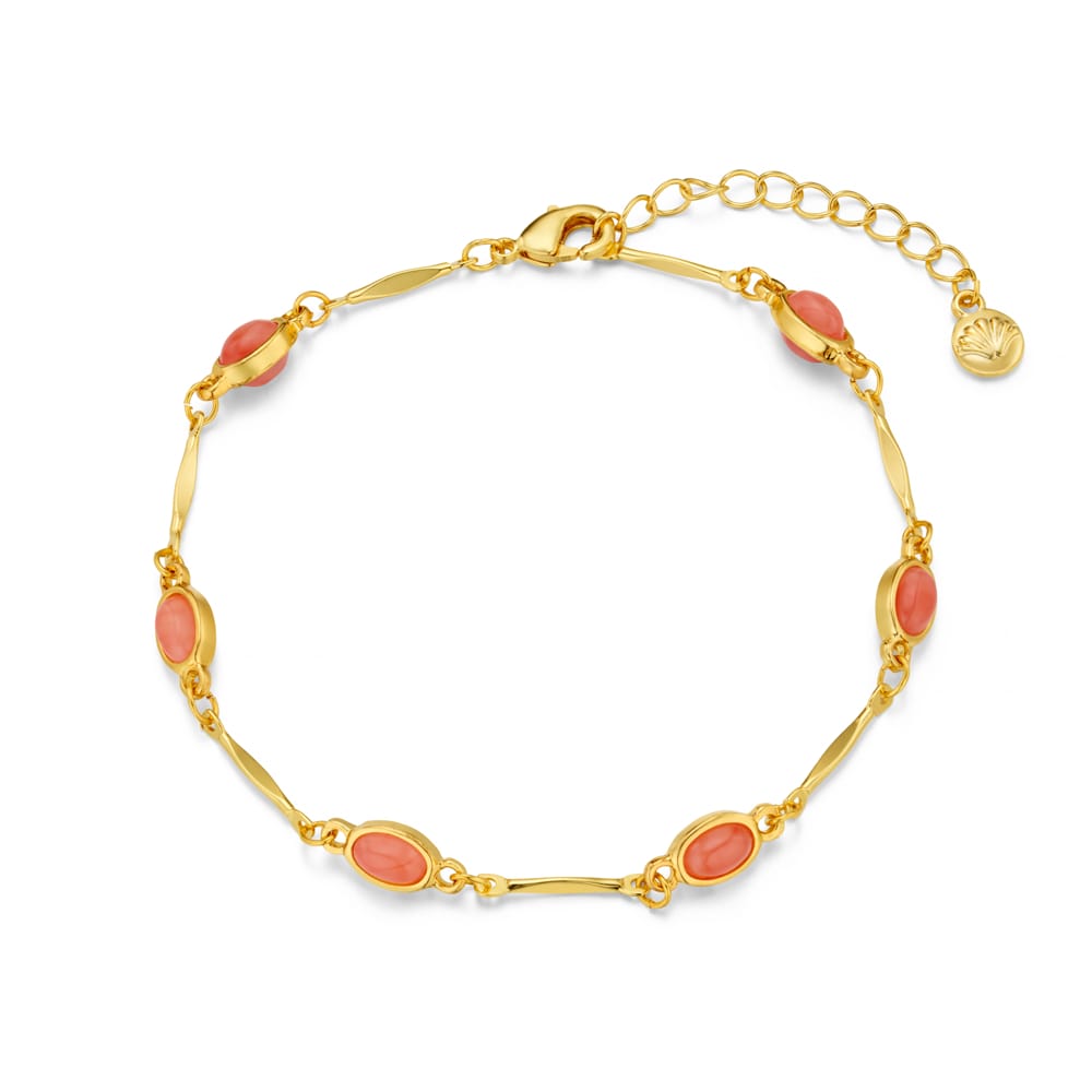 Chain Bracelet Pink Stone & Bar Link Bracelet Orelia Jewellery