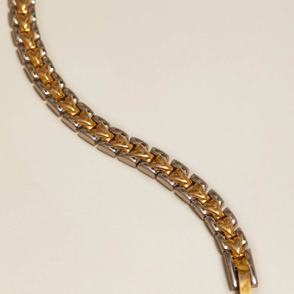 Chain Bracelet Vintage Mixed Metal Heart Link Bracelet Orelia Jewellery