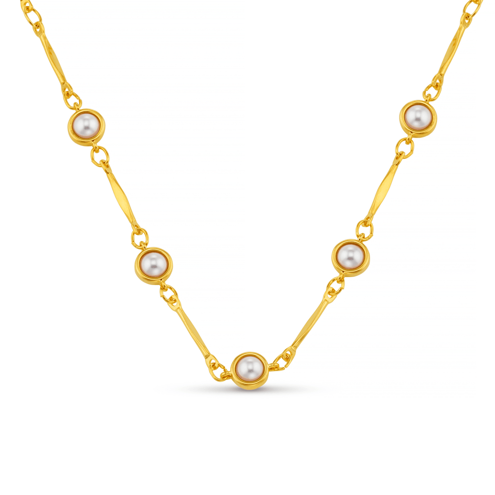 Chain Necklace Bar Link & Stationed Pearl Necklace Orelia Jewellery