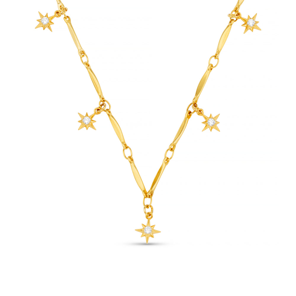 Chain Necklace ONE Crystal Starburst Multi Charm Drop Necklace Orelia Jewellery