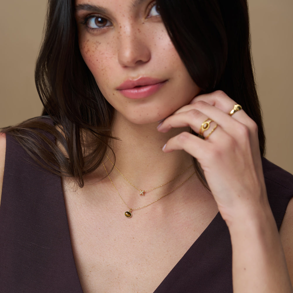 Collar Necklace Default Fine Pavé Cross Collar Necklace Orelia Jewellery