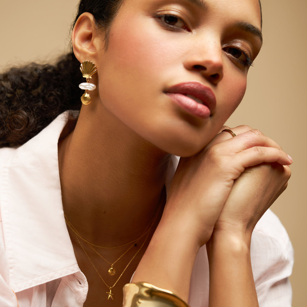 Drop Earrings Default Graduated Shell & Pearl Drop Earrings Orelia Jewellery