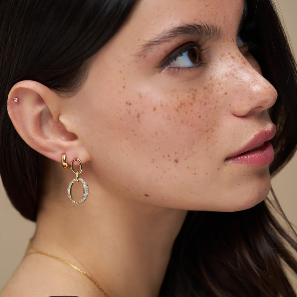 Drop Earrings Default Pavé Oval Drop Earrings Orelia Jewellery