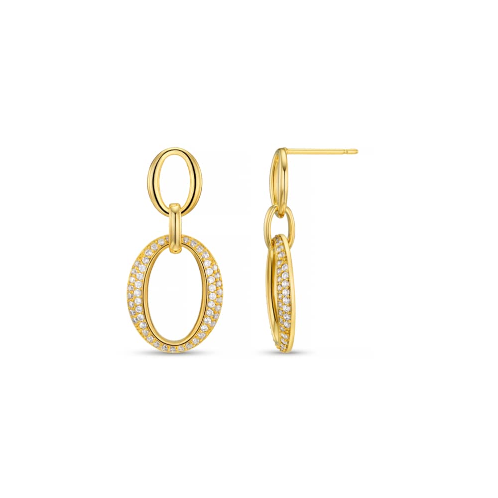 Drop Earrings Default Pavé Oval Drop Earrings Orelia Jewellery